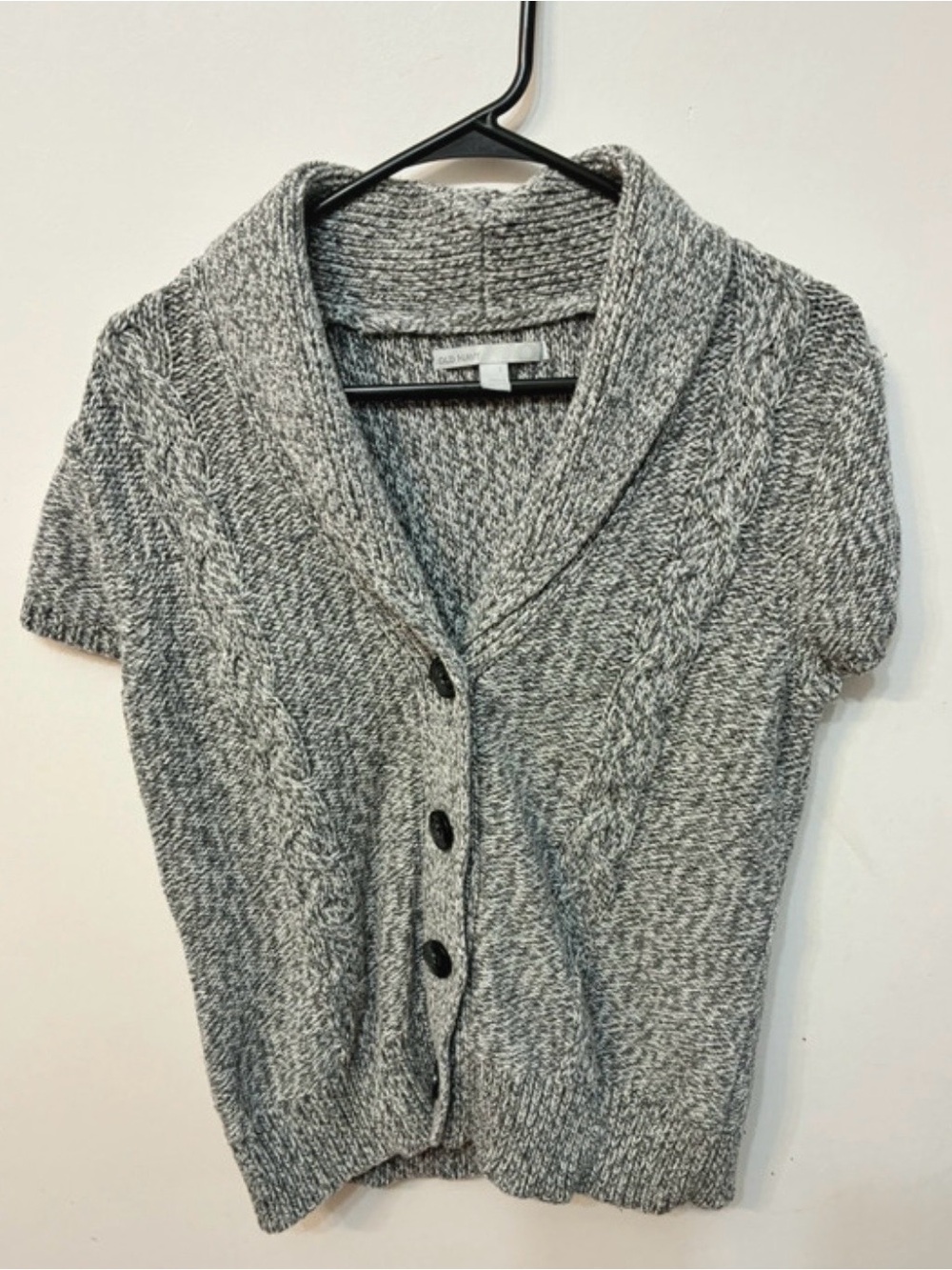 Old Navy Gray Cable Knit Shawl Collar Short-Sleeve Cardigan